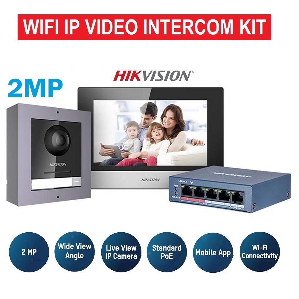 KIT VIDEOPORTERO IP WIFI 2MP HD DS-KIS604-P HIKVISION – Videovision.