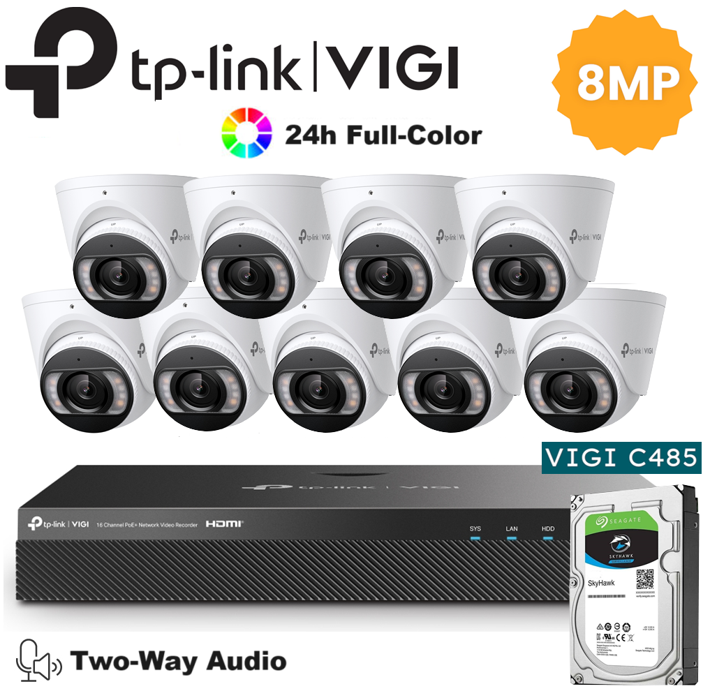 TP-Link 9 x 8MP IP Camera Package Kit (Full Camera+2way Audio+Sound ...